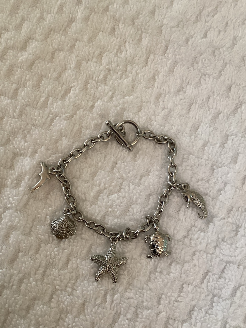 Silver Nautical Ocean Themed Charm Bracelet